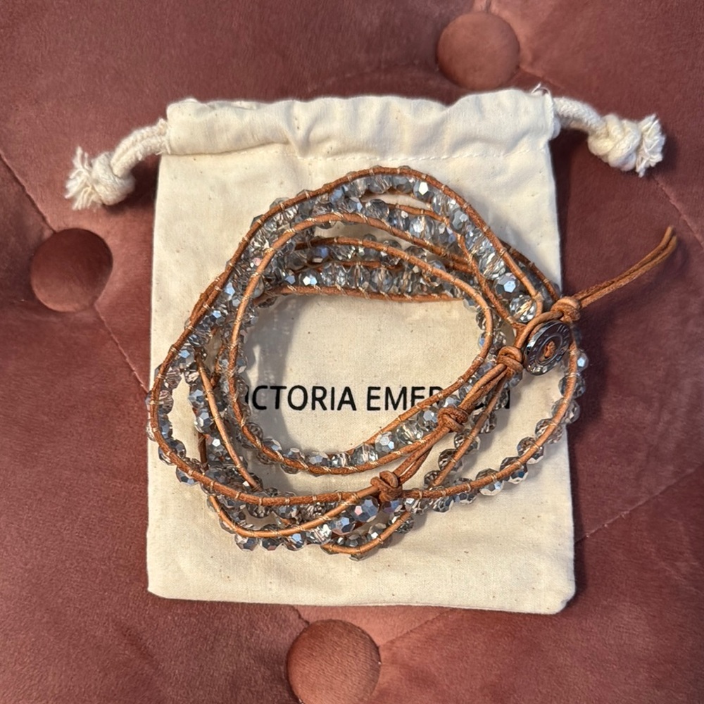Victoria Emerson Brown Crystal Wrap Bracelet